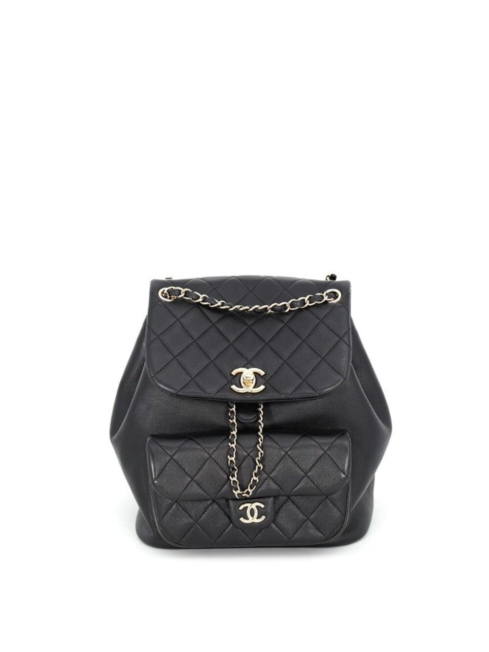 Chanel Backpack Quilted CC Logo Small Lambskin Black